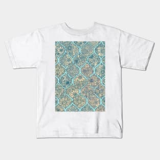 Moroccan Floral Lattice Arrangement - aqua / teal Kids T-Shirt